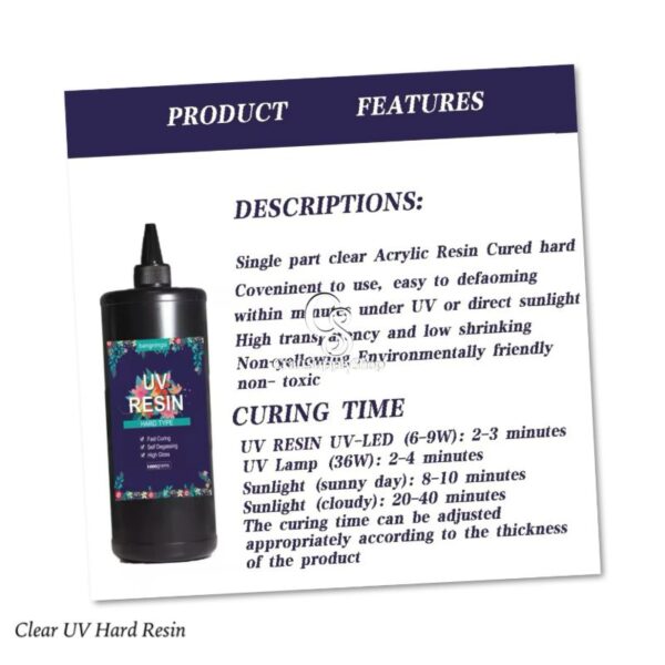 Crystal Clear Hard UV Resin Upgraded Formula Ultraviolet Fast Curing Resin for Jewelry Making Craft Decoration, Hard Transparent Glue Solar Cure Sunlight Activated Resin Casting & Coating