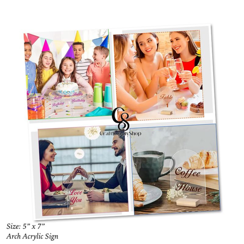 5x7 Inch Blank Frosted Arch Acrylic Table Number DIY Modern Wedding Signs Events& Parties Centerpieces Table Number Holders
