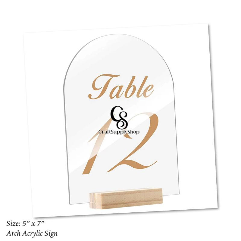 5x7 Inch Blank Frosted Arch Acrylic Table Number DIY Modern Wedding Signs Events& Parties Centerpieces Table Number Holders