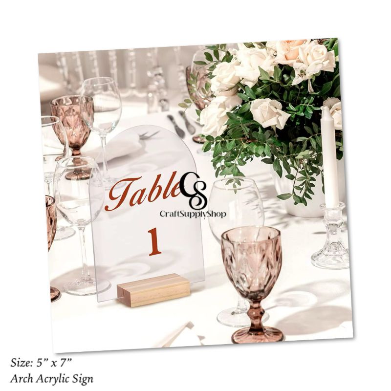 5x7 Inch Blank Frosted Arch Acrylic Table Number DIY Modern Wedding Signs Events& Parties Centerpieces Table Number Holders