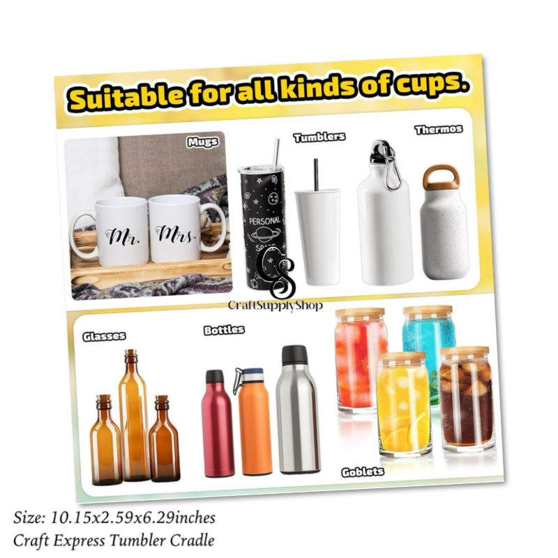 Craft Express Cup Cradle for Crafting Tumblers Cups Blue,Tumbler Cradle Holder with Measurement Foam (1) Craft Express Tumbler Cradle Holder for Crafting Blue with Foam Measuements and Adjustable Widths for Any Cups, Mugs, tumblers, Bottles, Vinyl Crafting