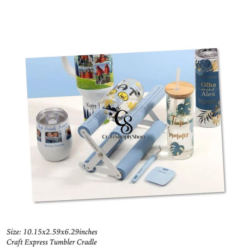 Craft Express Cup Cradle for Crafting Tumblers Cups Blue,Tumbler Cradle Holder with Measurement Foam (14) Craft Express Tumbler Cradle Holder for Crafting Blue with Foam Measuements and Adjustable Widths for Any Cups, Mugs, tumblers, Bottles, Vinyl Crafting