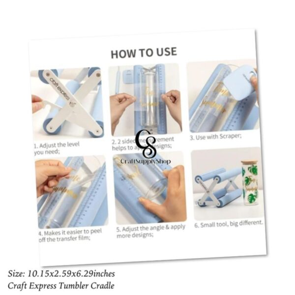 Craft Express Tumbler Cradle Holder for Crafting Blue with Foam Measuements and Adjustable Widths for Any Cups, Mugs, tumblers, Bottles, Vinyl Crafting