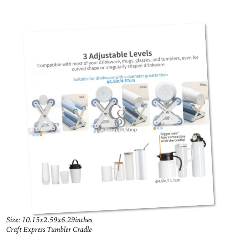 Craft Express Cup Cradle for Crafting Tumblers Cups Blue,Tumbler Cradle Holder with Measurement Foam (8) Craft Express Tumbler Cradle Holder for Crafting Blue with Foam Measuements and Adjustable Widths for Any Cups, Mugs, tumblers, Bottles, Vinyl Crafting