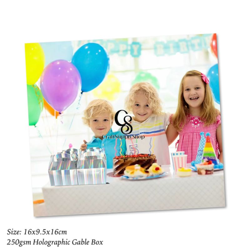 Hologram Shiny Rainbow Party Favor Boxes 10pcs Iridescent Silver Gift Gable Treat Boxes Candy Snacks Goodie Bags Cookie Box for Birthday Wedding Christmas Baby Shower