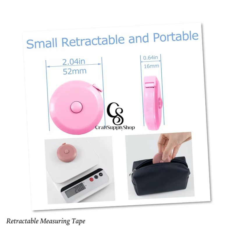 60-Inch 1.5 Meter Soft Retractable Measuring Tape, Pocket, Body Tailor Sewing Craft Cloth Tape Measure