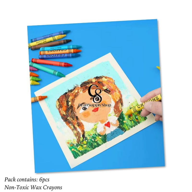 6Pack Non-Toxic Crayons Colorful Art Set Washable Drawing Crayons Kids Pastel Plastic Crayon, Crayon Graffiti Boxed Art Oil Paint Stick