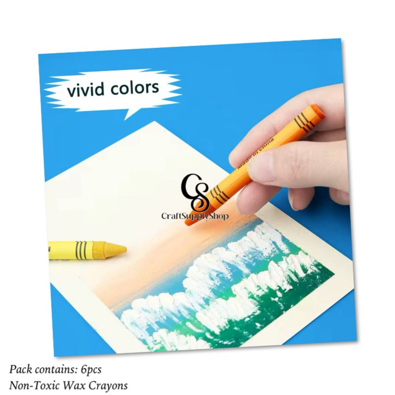6Pack Non-Toxic Crayons Colorful Art Set Washable Drawing Crayons Kids Pastel Plastic Crayon, Crayon Graffiti Boxed Art Oil Paint Stick