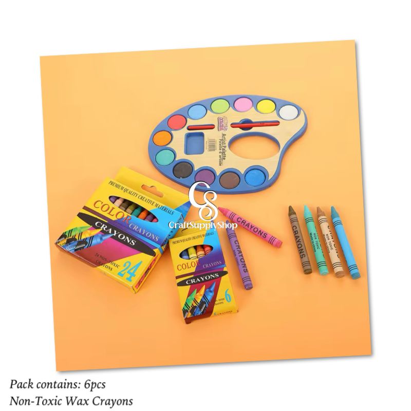 6Pack Non-Toxic Crayons Colorful Art Set Washable Drawing Crayons Kids Pastel Plastic Crayon, Crayon Graffiti Boxed Art Oil Paint Stick
