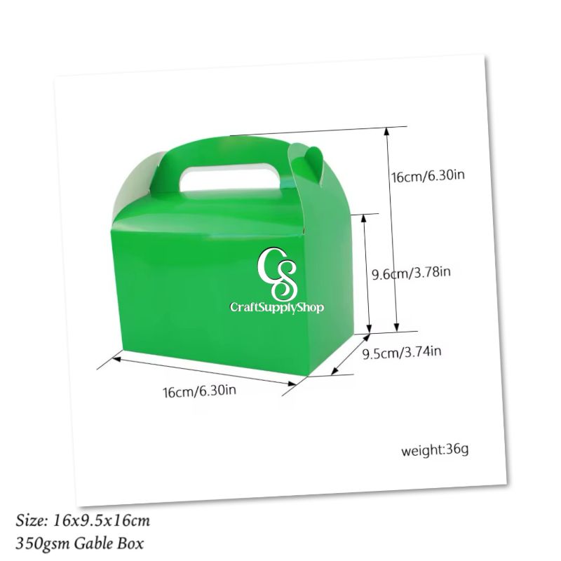 Coloured Laminated 350gsm Party Favor Treat Boxes, Goodie Boxes, Gable Paper Gift Boxes with Handles. Perfect for Birthday Party Baby Shower Decoration Supplies