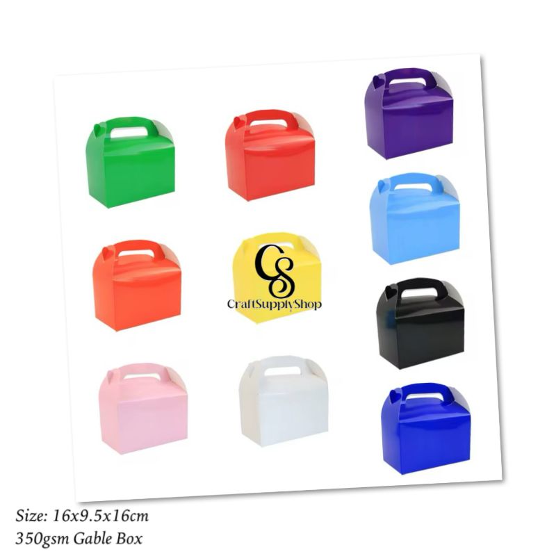 Coloured Laminated 350gsm Party Favor Treat Boxes, Goodie Boxes, Gable Paper Gift Boxes with Handles. Perfect for Birthday Party Baby Shower Decoration Supplies