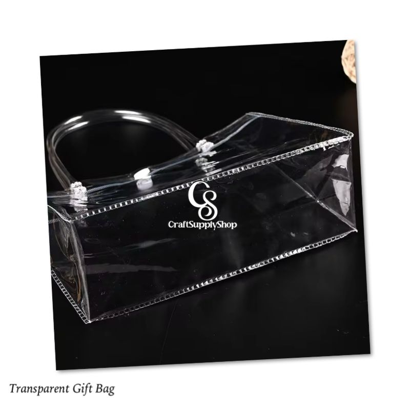 Clear Plastic Gift Bags with Handles - 9.06"x6.7"x2.76" Reusable PVC Tote for Party Favors,Wedding, Birthday, Baby Shower, Halloween, goodie Bags, Retail Shopping, Boutique, Treat Bags