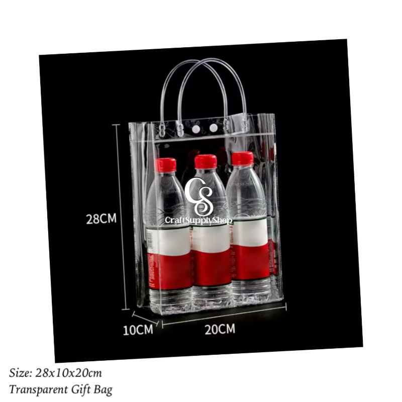 Clear Plastic Gift Bags with Handles - 9.06"x6.7"x2.76" Reusable PVC Tote for Party Favors,Wedding, Birthday, Baby Shower, Halloween, goodie Bags, Retail Shopping, Boutique, Treat Bags