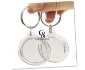 Round Blank Photo Insert Keychains 10 Sets Acrylic Photo Snap in Keychain 1.6 Inch Round Custom Blank Photo Keyring DIY Picture Frames for Double-Sided Photos Clear