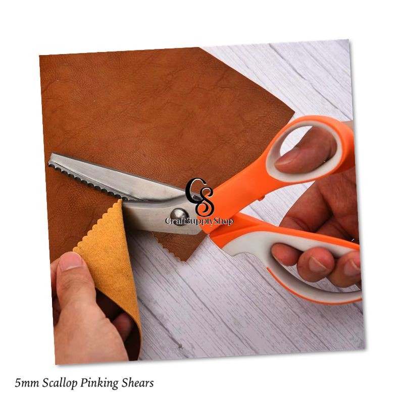 5mm Pinking Shears - Scalloped Scissors (1) 9 Inch Pinking Shears for Fabric, Scalloped Zig Zag Scissors, Ergonomic Grips, Ultra-Sharp, Professional Peaking Shears for Sewing, Craft, Dressmaking