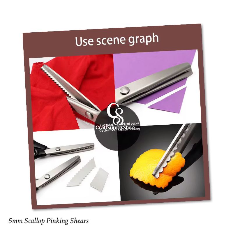 5mm Pinking Shears - Scalloped Scissors (3) 9 Inch Pinking Shears for Fabric, Scalloped Zig Zag Scissors, Ergonomic Grips, Ultra-Sharp, Professional Peaking Shears for Sewing, Craft, Dressmaking