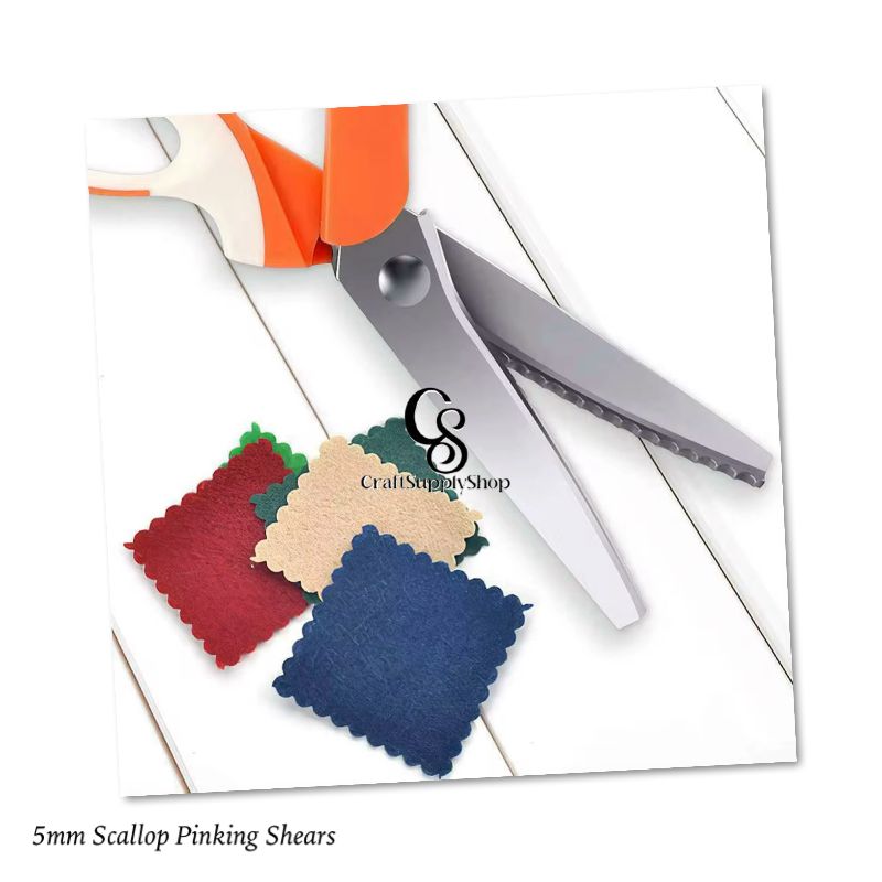 5mm Pinking Shears - Scalloped Scissors (4) 9 Inch Pinking Shears for Fabric, Scalloped Zig Zag Scissors, Ergonomic Grips, Ultra-Sharp, Professional Peaking Shears for Sewing, Craft, Dressmaking