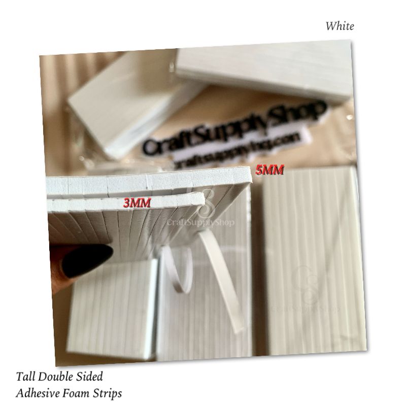 5mm Tall Pre Cut Double Sided Adhesive Strips (8) Double-Side Tall Foam Strips Tape, Craftsupplyshop tall foam double sided foam strips
