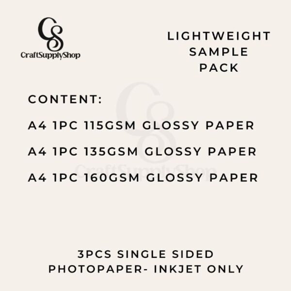 3pack CraftSupplyShop AL LIGHTWEIGHT heavyweight Samples Printable Inkjet Single Sided Double sided Photopaper