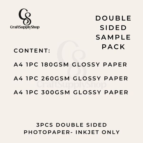 3pack CraftSupplyShop AL LIGHTWEIGHT heavyweight Samples Printable Inkjet Single Sided Double sided Photopaper