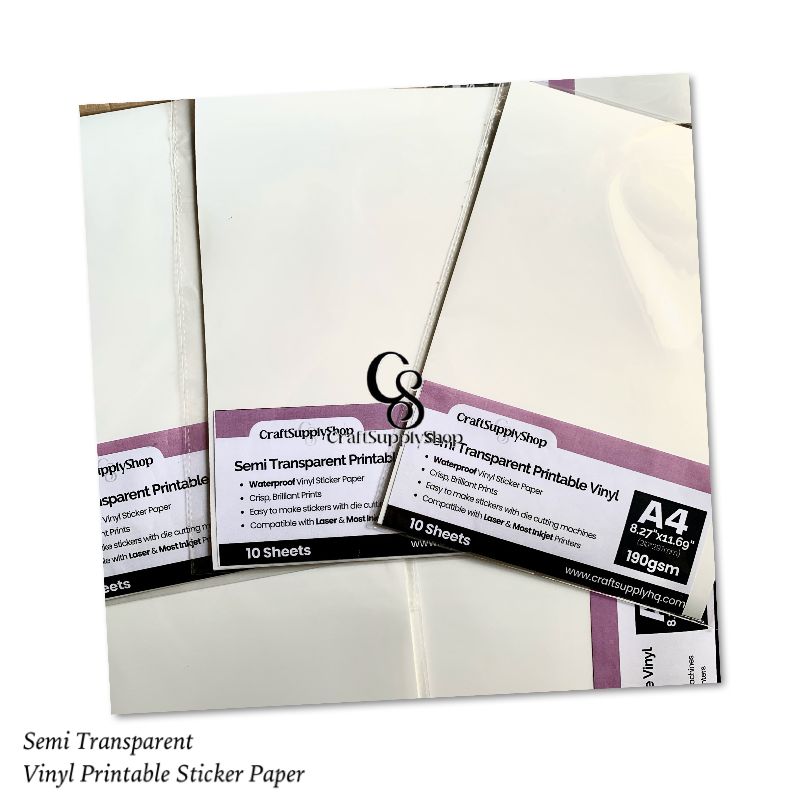 Semi Transparent Waterproof Craftsupplyshop vinyl sticker paper (3) Craftsupplyshop Printable Vinyl Sticker Paper - Waterproof Decal Paper for Inkjet Printer