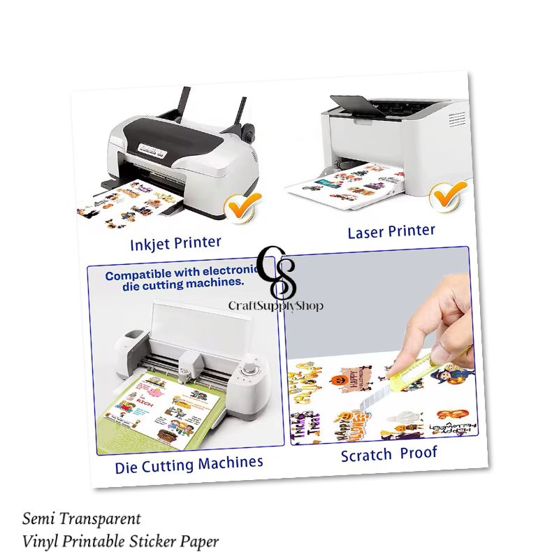 Semi Transparent Waterproof Craftsupplyshop vinyl sticker paper (6) Craftsupplyshop Printable Vinyl Sticker Paper - Waterproof Decal Paper for Inkjet Printer