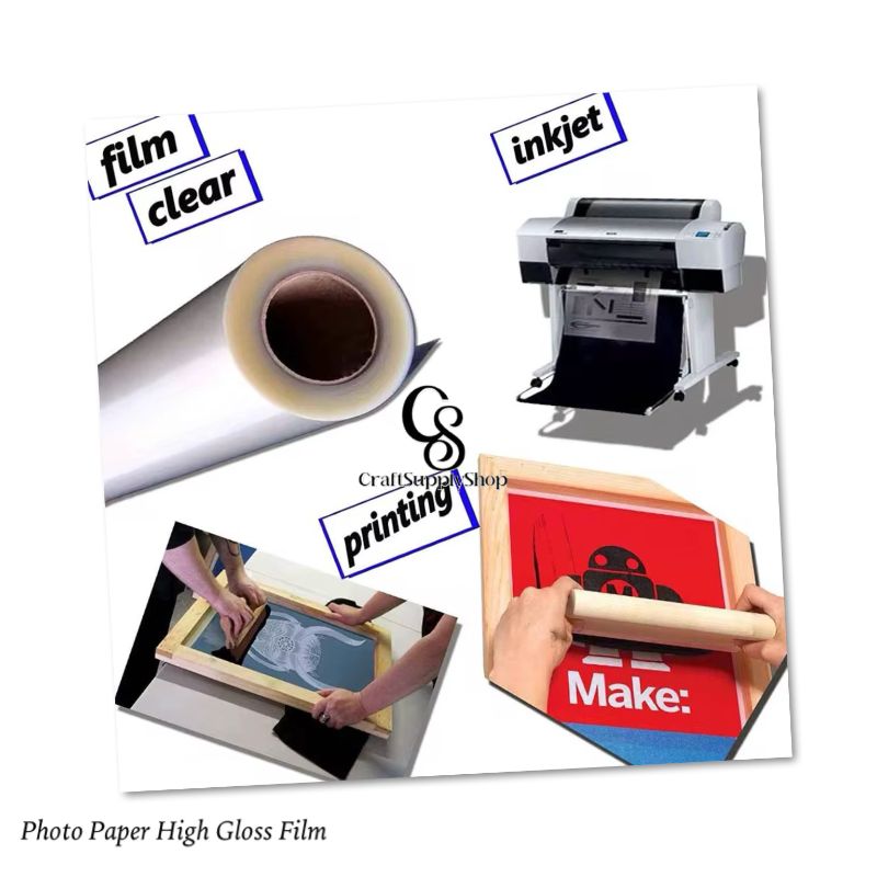 Photo Paper High Gloss Printing Film, Waterproof Inkjet Film Translucent Film for Silk Screen Printing Inkjet Film Sheets for Screen Printer Screen Printing Supplies