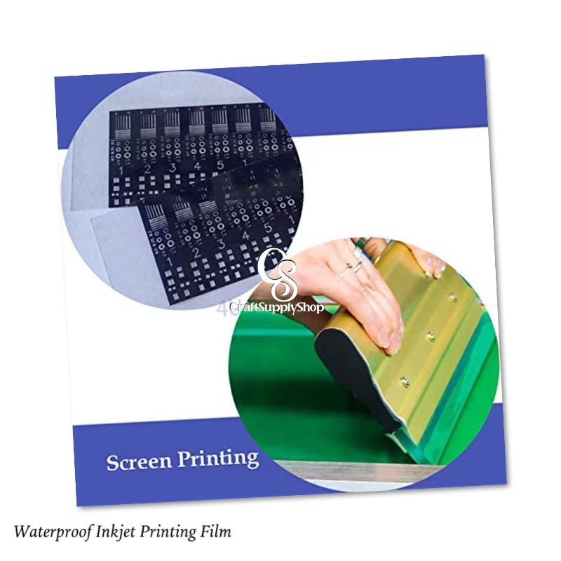 Photo Paper High Gloss Printing Film, Waterproof Inkjet Film Translucent Film for Silk Screen Printing Inkjet Film Sheets for Screen Printer Screen Printing Supplies