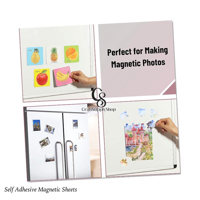Pack of 5 Craftsupplyshop Flexible Adhesive Magnetic Sheets Measuring 21.08 X 29.72 cm (A4 Size, 210X297Mm) with a Thickness of 1mm, Perfect for Creating Photo And Picture Magnets (1) Magnetic Sheets with Adhesive Backing for Crafts, DIY 12 Pack. Strong Craft Magnets A4 to Make Flexible Magnet Self Sticky Tapes, Strips, Squares, Sheet for School Classroom Board, Fridge, Photos