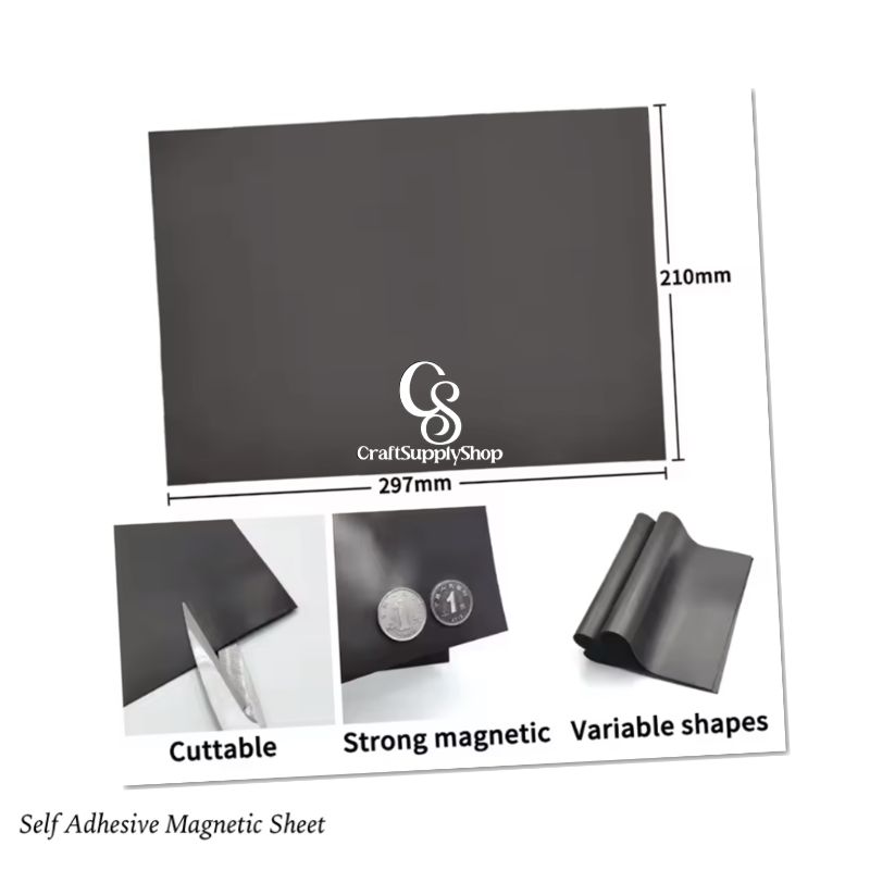 Pack of 5 Craftsupplyshop Flexible Adhesive Magnetic Sheets Measuring 21.08 X 29.72 cm (A4 Size, 210X297Mm) with a Thickness of 1mm, Perfect for Creating Photo And Picture Magnets (3) Magnetic Sheets with Adhesive Backing for Crafts, DIY 12 Pack. Strong Craft Magnets A4 to Make Flexible Magnet Self Sticky Tapes, Strips, Squares, Sheet for School Classroom Board, Fridge, Photos