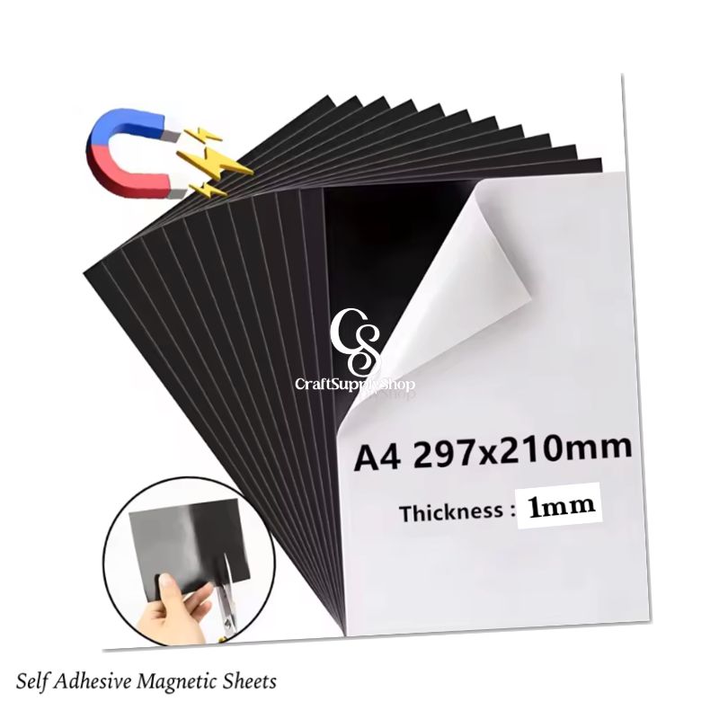 Pack of 5 Craftsupplyshop Flexible Adhesive Magnetic Sheets Measuring 21.08 X 29.72 cm (A4 Size, 210X297Mm) with a Thickness of 1mm, Perfect for Creating Photo And Picture Magnets (6) Magnetic Sheets with Adhesive Backing for Crafts, DIY 12 Pack. Strong Craft Magnets A4 to Make Flexible Magnet Self Sticky Tapes, Strips, Squares, Sheet for School Classroom Board, Fridge, Photos
