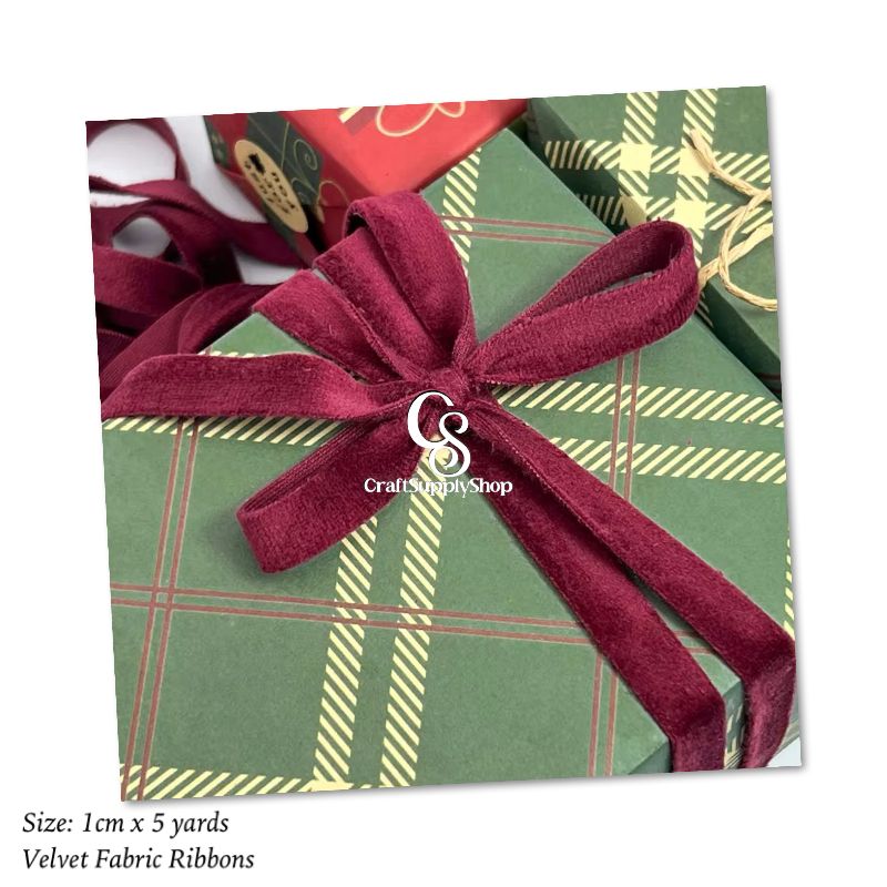 10mm Dutch Velvet Fabric Ribbons (3) Craftsupplyshop Velvet Wreath Merry Christmas Ribbon 10 mm Velvet Ribbon for Christmas Wreath Decoration Handmade Craft Ornaments