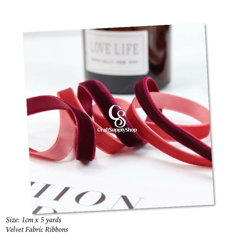 10mm Dutch Velvet Fabric Ribbons (6) Craftsupplyshop Velvet Wreath Merry Christmas Ribbon 10 mm Velvet Ribbon for Christmas Wreath Decoration Handmade Craft Ornaments