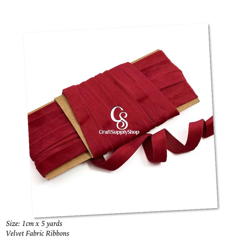 10mm Dutch Velvet Fabric Ribbons (8) Craftsupplyshop Velvet Wreath Merry Christmas Ribbon 10 mm Velvet Ribbon for Christmas Wreath Decoration Handmade Craft Ornaments