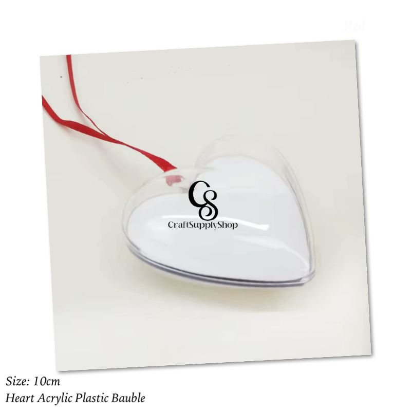 Heart-shaped Fillable Ball Clear Plastic Acrylic Fillable Transparent Ball Ornament Gift Present Christmas Decor, 10cm Heart Acrylic Ornament Baubles Ball