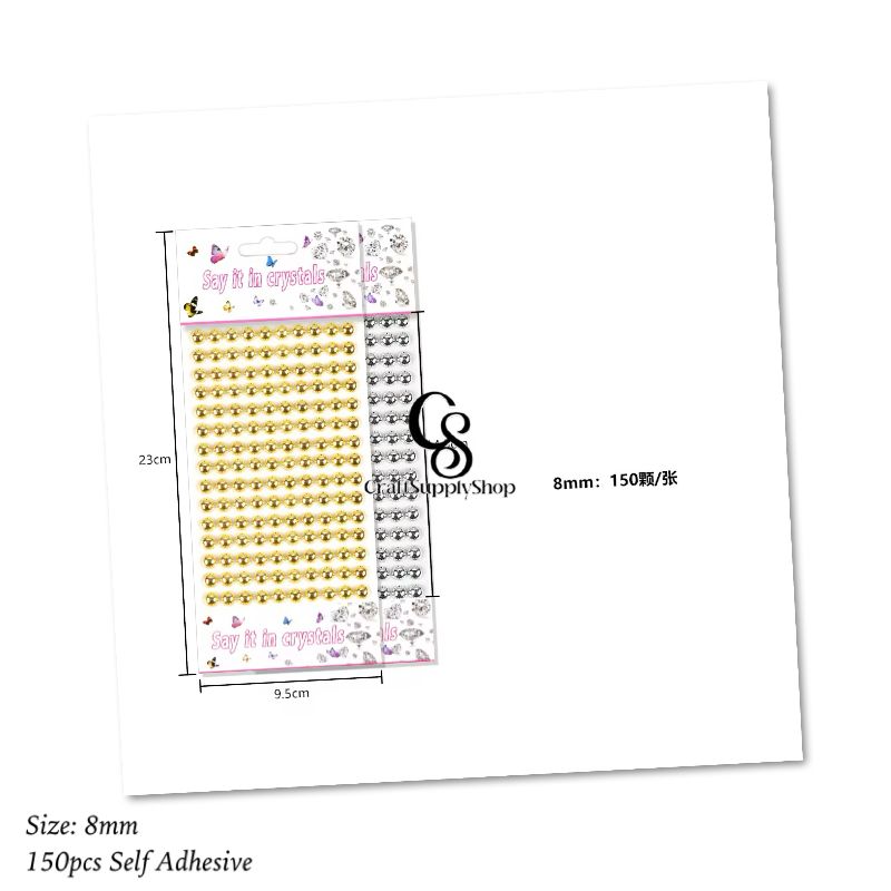 3-8MM Self-Adhesive Acrylic Pearl Stickers Half-Round Pearls in Gold & Silver for DIY Projects & Scrapbooking Decorative Crafts (7) 5MM 8MM Half-Round Pearls in Gold & Silver for DIY Projects & Scrapbooking Decorative Crafts