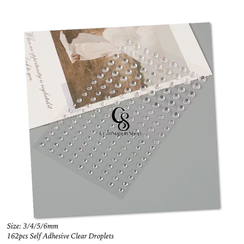 Clear Dewdrop Water Droplets Sticker Self-Adhesive Round Dew Drop Simulation Resin Water Shape Beads for DIY Scrapbooking Crafts Card Making Face Decor Accessories