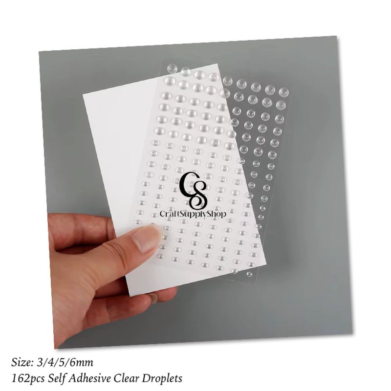 Clear Dewdrop Water Droplets Sticker Self-Adhesive Round Dew Drop Simulation Resin Water Shape Beads for DIY Scrapbooking Crafts Card Making Face Decor Accessories