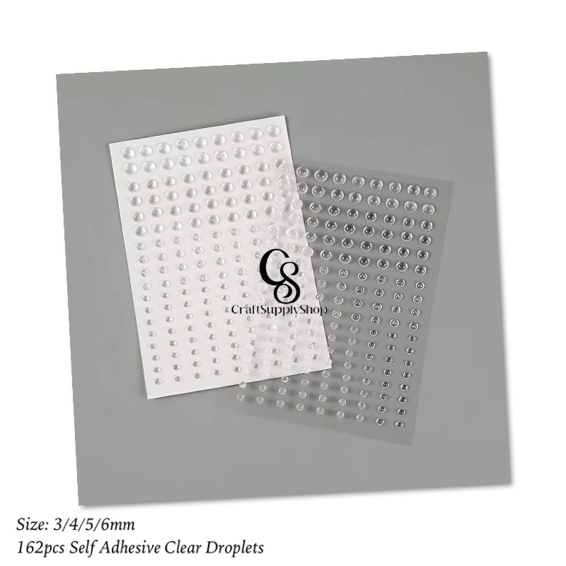 Clear Dewdrop Water Droplets Sticker Self-Adhesive Round Dew Drop Simulation Resin Water Shape Beads for DIY Scrapbooking Crafts Card Making Face Decor Accessories