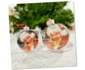 8cm/10cm Clear Plastic Christmas Flat Ball Ornaments Xmas DIY Christmas Photo Ball, picture open and close ornament ball bauble
