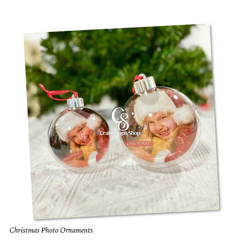 8cm/10cm Clear Plastic Christmas Flat Ball Ornaments Xmas DIY Christmas Photo Ball, picture open and close ornament ball bauble
