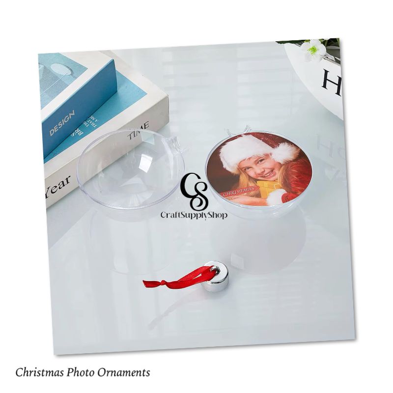 8cm/10cm Clear Plastic Christmas Flat Ball Ornaments Xmas DIY Christmas Photo Ball, picture open and close ornament ball bauble