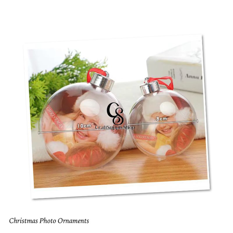8cm/10cm Clear Plastic Christmas Flat Ball Ornaments Xmas DIY Christmas Photo Ball, picture open and close ornament ball bauble