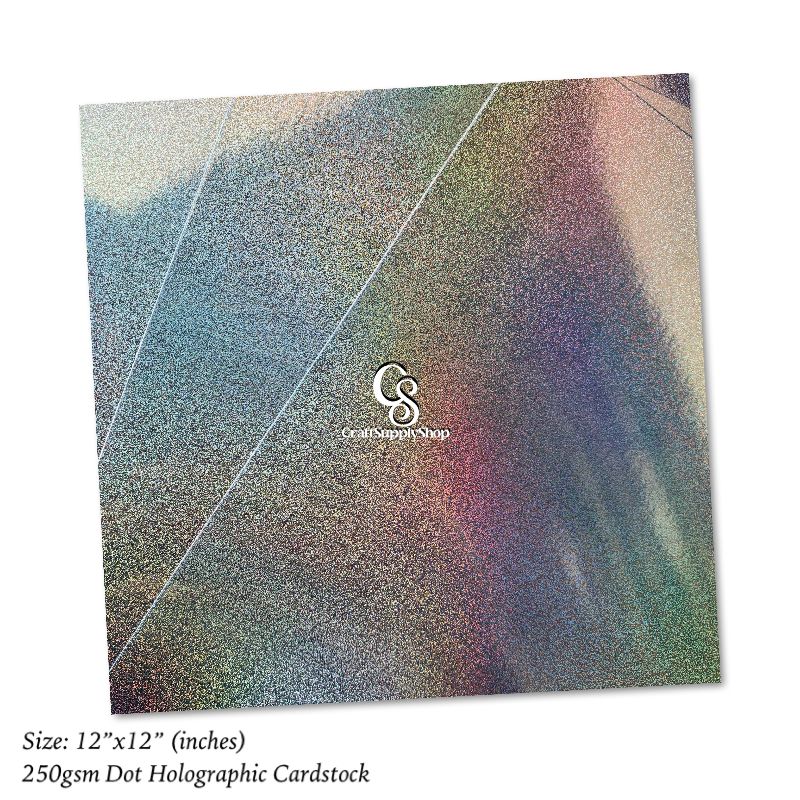 Silver Dots Iridescent Holograhic Foil Cardstock, Mirror Foil Cardstock, Silver Dots Laser Rainbow Holographic Cardstock Paper, Metallic Reflective Laser Cardstock