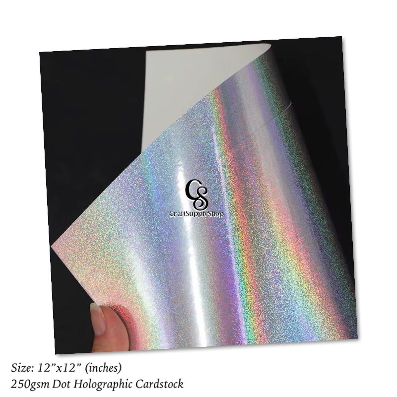Silver Dots Iridescent Holograhic Foil Cardstock, Mirror Foil Cardstock, Silver Dots Laser Rainbow Holographic Cardstock Paper, Metallic Reflective Laser Cardstock