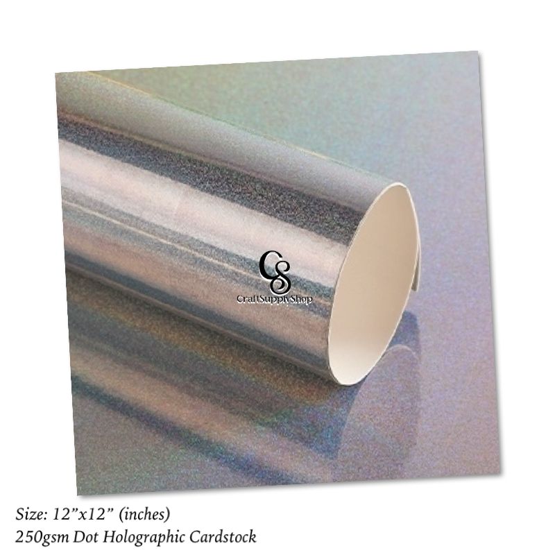 Silver Dots Iridescent Holograhic Foil Cardstock, Mirror Foil Cardstock, Silver Dots Laser Rainbow Holographic Cardstock Paper, Metallic Reflective Laser Cardstock