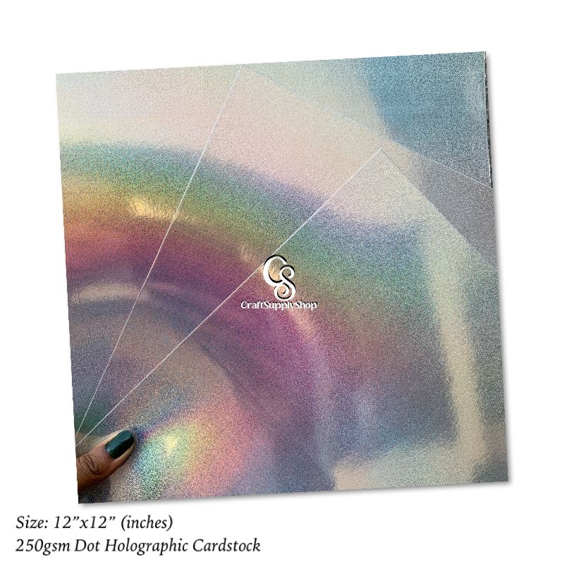 Silver Dots Iridescent Holograhic Foil Cardstock, Mirror Foil Cardstock, Silver Dots Laser Rainbow Holographic Cardstock Paper, Metallic Reflective Laser Cardstock
