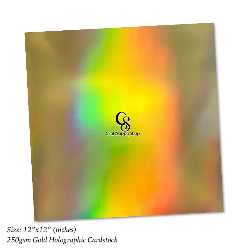 Gold Iridescent Holograhic Foil Cardstock, Mirror Foil Cardstock, Gold Pillar Light Laser Rainbow Holographic Cardstock Paper, Metallic Reflective Laser Cardstock