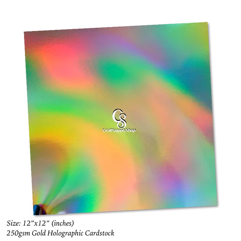 Gold Iridescent Holograhic Foil Cardstock, Mirror Foil Cardstock, Gold Pillar Light Laser Rainbow Holographic Cardstock Paper, Metallic Reflective Laser Cardstock