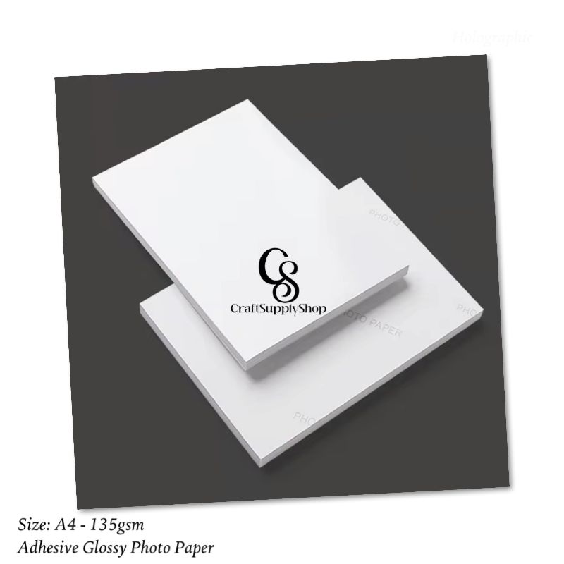 CraftSupplyshop 135gsm Adhesive gloss A4 20 sheets Photo Sticher paper (2) Premium 135g A4 Inkjet Glossy Self Adhesive Sticker Photo Paper, Self-Adhesive High Glossy Inkjet Sticker Photo Paper A4 (210x297mm)